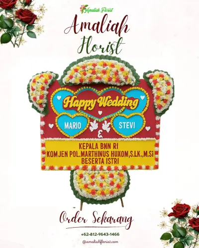 Karangan Papan Bunga Pernikahan di Sirahan